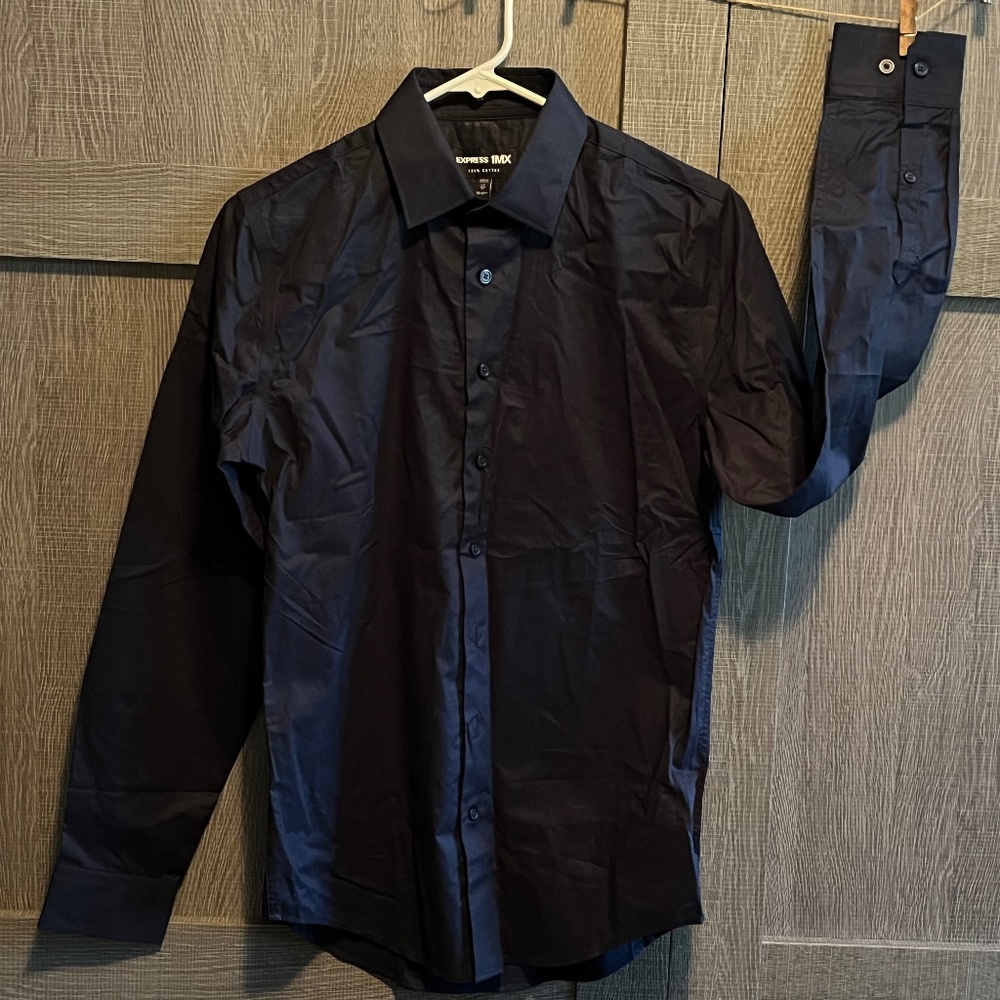 Express 1MX Dress shirt, black, XS mens, cotton
